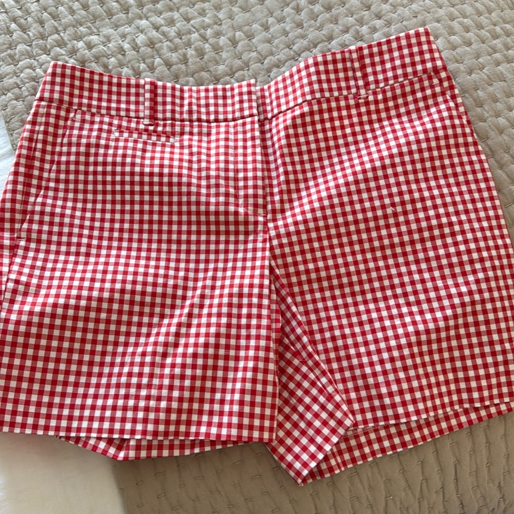 Ann Taylor Orange gingham check shorts size 8